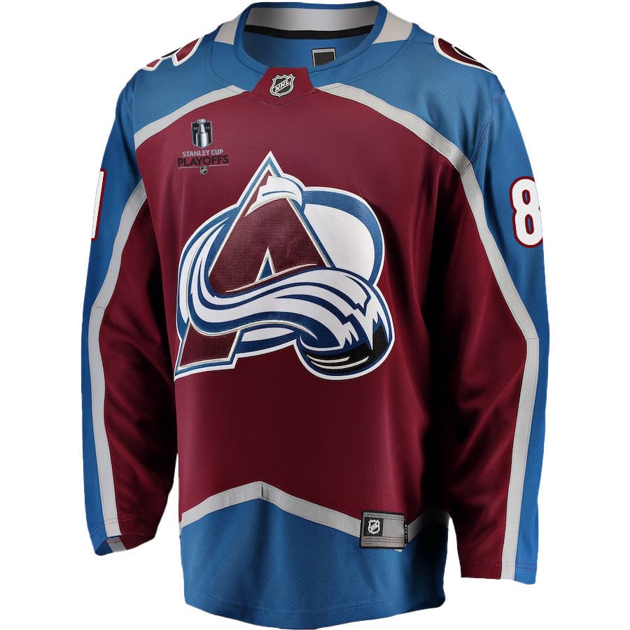 Denis Malgin 81 Colorado Avalanche Stanley Cup 2023 Playoffs Patch Home Breakaway Men Jersey - Burgundy