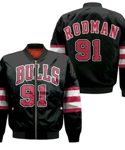Dennis Rodman Chicago Bulls 1995-96 Hardwood Classics Jersey Bomber Jacket