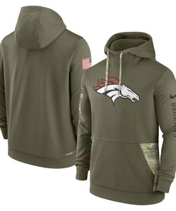 Denver Broncos 2022 Salute to Service Therma Performance Pullover Men Hoodie - Olive