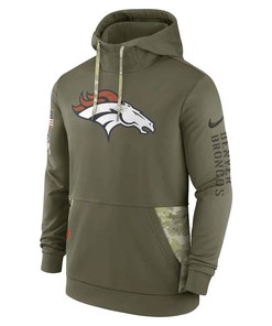 Denver Broncos 2022 Salute to Service Therma Performance Pullover Men Hoodie - Olive