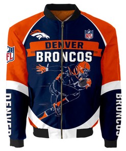 Denver Broncos Bomber Jacket Graphic Running men gift for fans