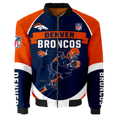 Denver Broncos Bomber Jacket Graphic Running men gift for fans