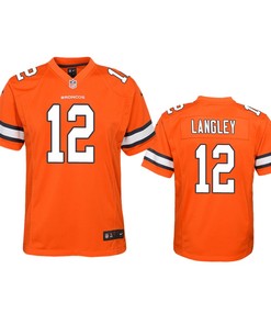 Denver Broncos Brendan Langley Orange Color Rush Game Jersey