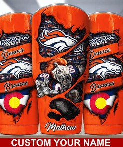 Denver Broncos Custom Name Tumbler - Show Your Broncos Pride with a Custom Tumbler