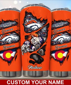 Denver Broncos Custom Name Tumbler - Show Your Broncos Pride with a Custom Tumbler