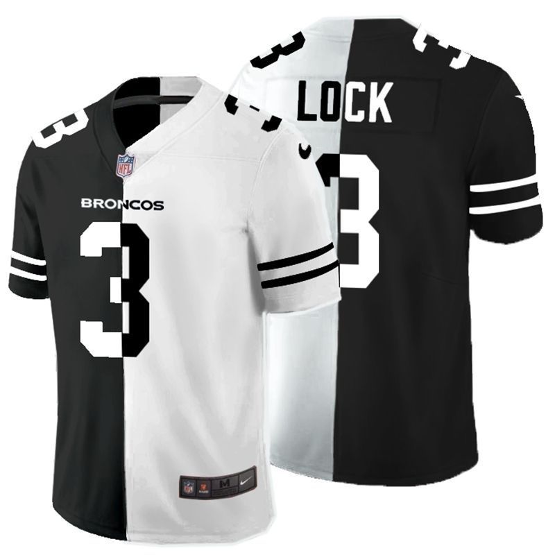 Denver Broncos Drew Lock #3 Nfl 2020 Black And White Jersey