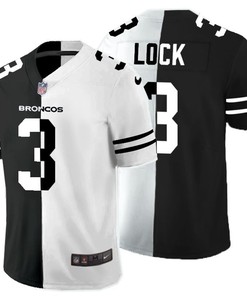 Denver Broncos Drew Lock #3 Nfl 2020 Black And White Jersey