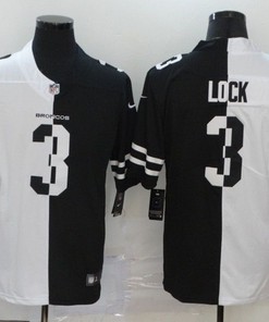 Denver Broncos Drew Lock #3 Nfl 2020 Black And White Jersey