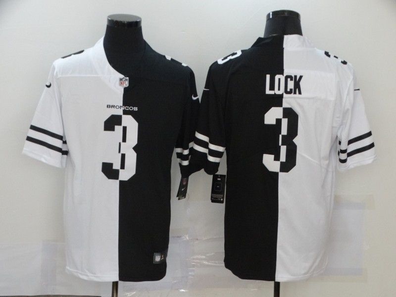 Denver Broncos Drew Lock #3 Nfl 2020 Black And White Jersey
