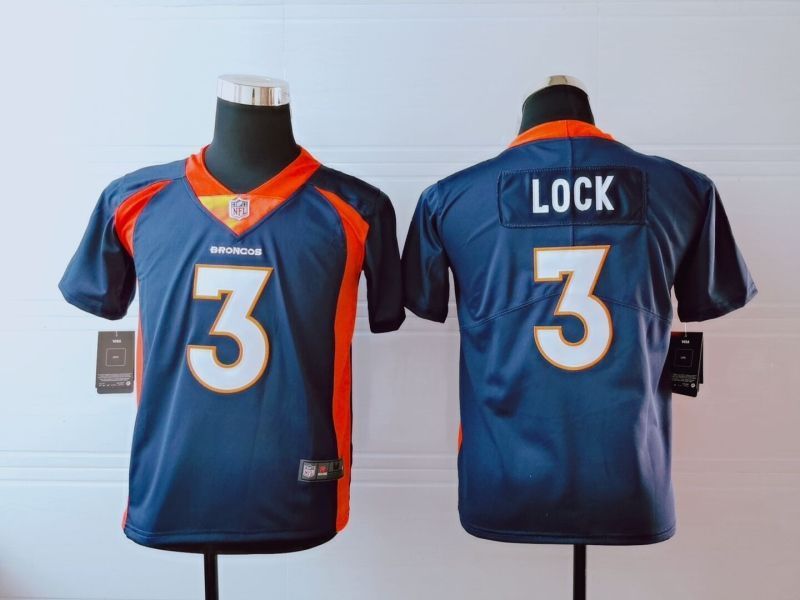 Denver Broncos Drew Lock #3 Nfl 2020 Black Blue Jersey
