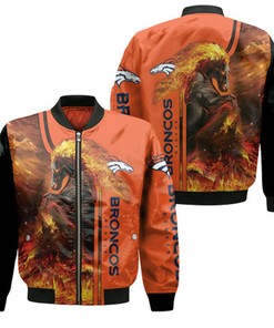 Denver Broncos Fire Horse 3D Jersey Bomber Jacket