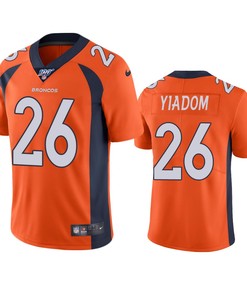 Denver Broncos Isaac Yiadom Orange 100th Season Vapor Limited Jersey