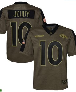 Denver Broncos Jerry Jeudy 10 Nfl Olive 2021 Salute To Service Game Men Jersey For Broncos Fans