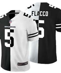 Denver Broncos Joe Flacco #5 Nfl 2020 Black And White Jersey