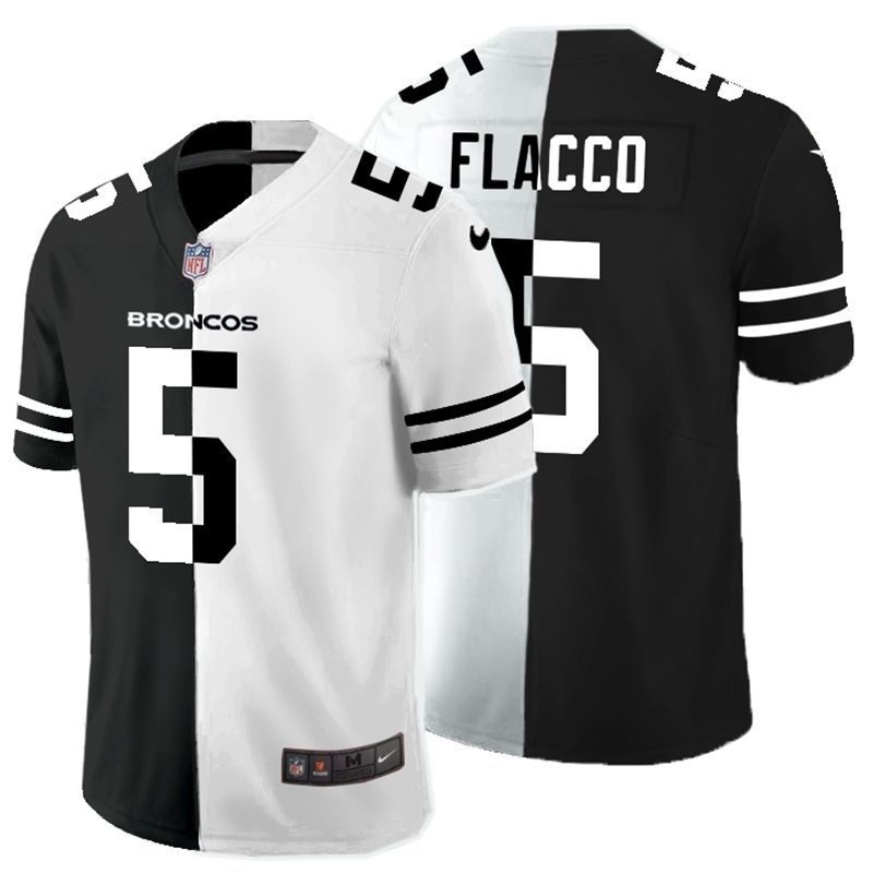 Denver Broncos Joe Flacco #5 Nfl 2020 Black And White Jersey