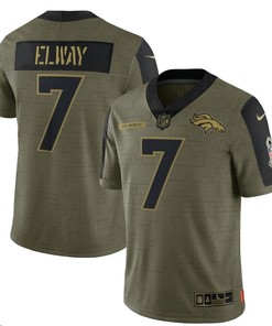 Denver Broncos John Elway 7 Nfl Olive 2021 Salute To Service Player Men Jersey For Broncos Fans
