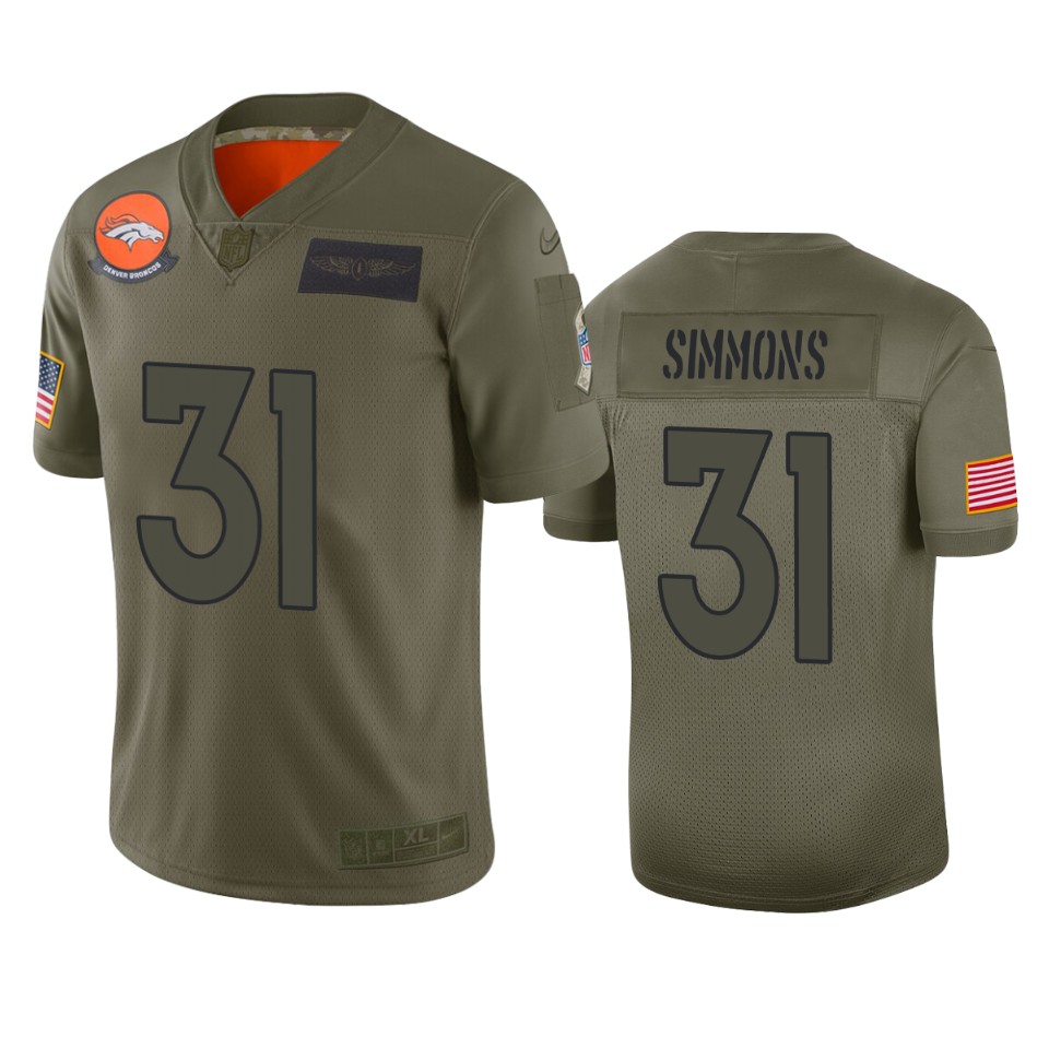 Denver Broncos Justin Simmons Camo 2019 Salute To Service Limited Jersey