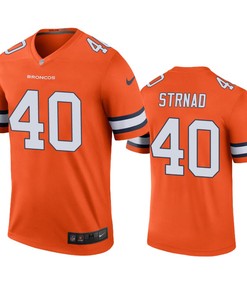 Denver Broncos Justin Strnad Orange Color Rush Legend Jersey