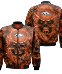 Denver Broncos Nfl Fans Skull Bomber Jacket Model 1773