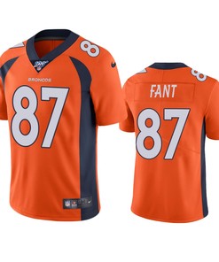 Denver Broncos Noah Fant Orange 100th Season Vapor Limited Jersey