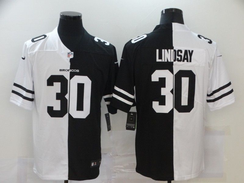 Denver Broncos Phillip Lindsay #30 Nfl 2020 Black And White Jersey