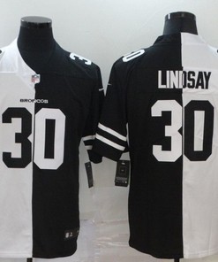 Denver Broncos Phillip Lindsay #30 Nfl 2020 Black And White Jersey