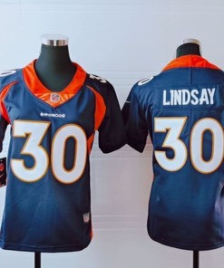 Denver Broncos Phillip Lindsay #30 Nfl 2020 Black Blue Womens Jersey