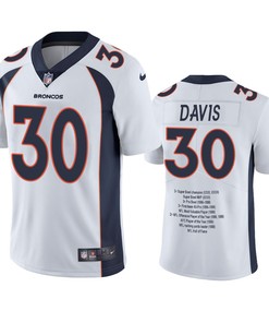 Denver Broncos Terrell Davis 30 White Career Highlight Limited Edition Jersey