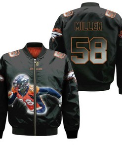 Denver Broncos Von Miller 58 NFL Legendary Captain Black Gift For Broncos Fans Bomber Jacket