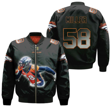 Denver Broncos Von Miller 58 NFL Legendary Captain Black Gift For Broncos Fans Bomber Jacket