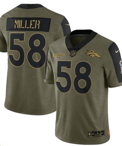 Denver Broncos Von Miller 58 Nfl Olive 2021 Salute To Service Player Men Jersey For Broncos Fans