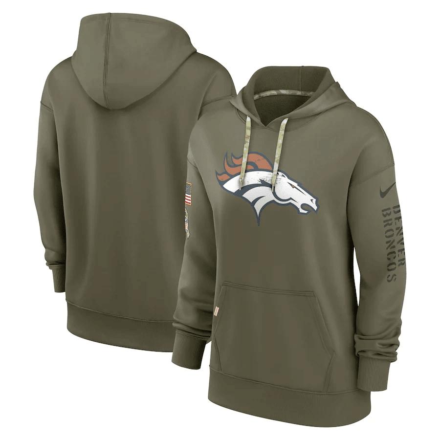 Denver Broncos Women's 2022 Salute To Service Performance Pullover Hoodie - Olive