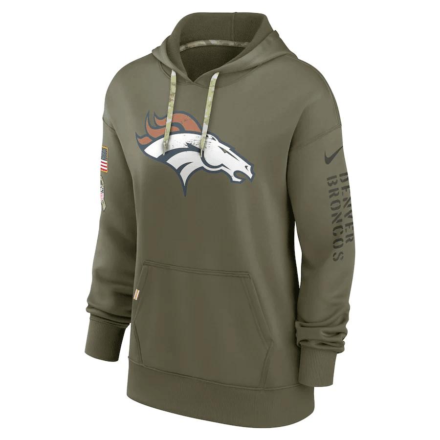 Denver Broncos Women's 2022 Salute To Service Performance Pullover Hoodie - Olive