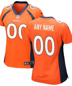 Denver Broncos Womens Custom Game Jersey - Orange Custom Jerseys Nfl