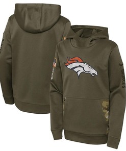 Denver Broncos Youth 2022 Salute To Service Performance Pullover Hoodie - Olive