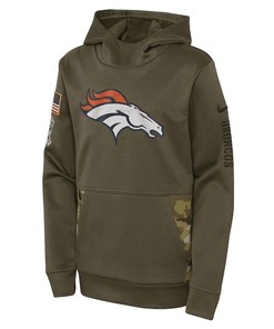 Denver Broncos Youth 2022 Salute To Service Performance Pullover Hoodie - Olive
