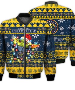 Denver Nuggets Baby Yoda Star Wars Sports Football American Ugly Christmas Gifts Unisex 3D Bomber Jacket