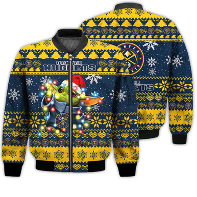 Denver Nuggets Baby Yoda Star Wars Sports Football American Ugly Christmas Gifts Unisex 3D Bomber Jacket