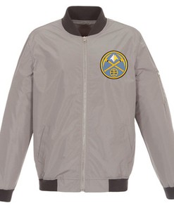 Denver Nuggets JH Design Lightweight Nylon Full-Zip Bomber Jacket - Gray/Charcoal