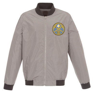Denver Nuggets JH Design Lightweight Nylon Full-Zip Bomber Jacket - Gray/Charcoal