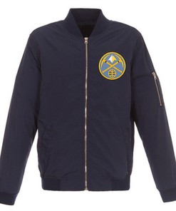 Denver Nuggets JH Design Lightweight Nylon Full-Zip Bomber Jacket - Navy