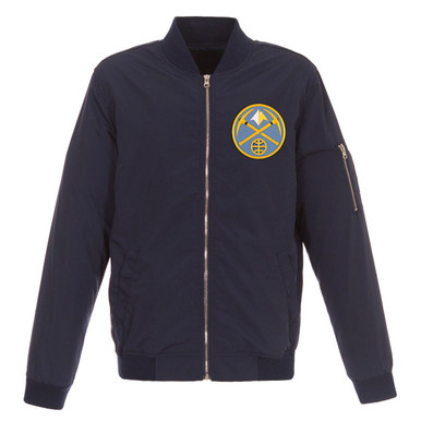 Denver Nuggets JH Design Lightweight Nylon Full-Zip Bomber Jacket - Navy