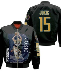 Denver Nuggets Nikola Jokic 15 NBA Great Professional Player NBA Black Gift For Nuggets Fans Bomber Jacket