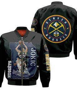Denver Nuggets Nikola Jokic 15 NBA Great Professional Player NBA Logo Team Black Gift For Nuggets Fans Bomber Jacket