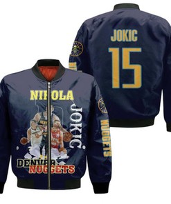 Denver Nuggets Nikola Jokic 15 NBA Legendary Player NBA Black Gift For Nuggets Fans Bomber Jacket