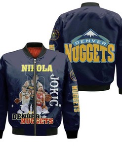 Denver Nuggets Nikola Jokic 15 NBA Legendary Player NBA Logo Team Black Gift For Nuggets Fans Bomber Jacket