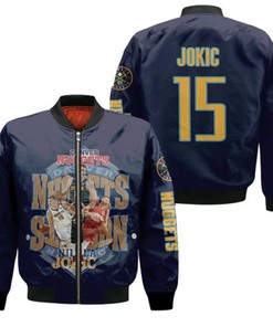 Denver Nuggets Nikola Jokic 15 NBA Most Valuable Player Black Gift For Nuggets Fans Bomber Jacket