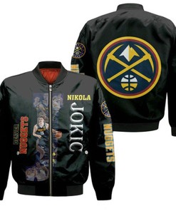 Denver Nuggets Nikola Jokic 15 NBA Player Of The Year Logo Team Black Gift For Nuggets Fans Bomber Jacket