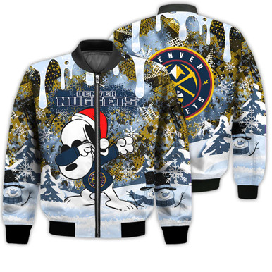 Denver Nuggets Snoopy Dabbing The Peanuts Sports Football American Christmas Dripping Matching Gifts Unisex 3D Bomber Jacket
