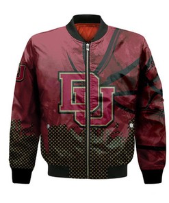Denver Pioneers Bomber Jacket Basketball Net Grunge Pattern- NCAA